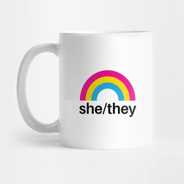 She/They Pronouns Pansexual Rainbow by lavenderhearts